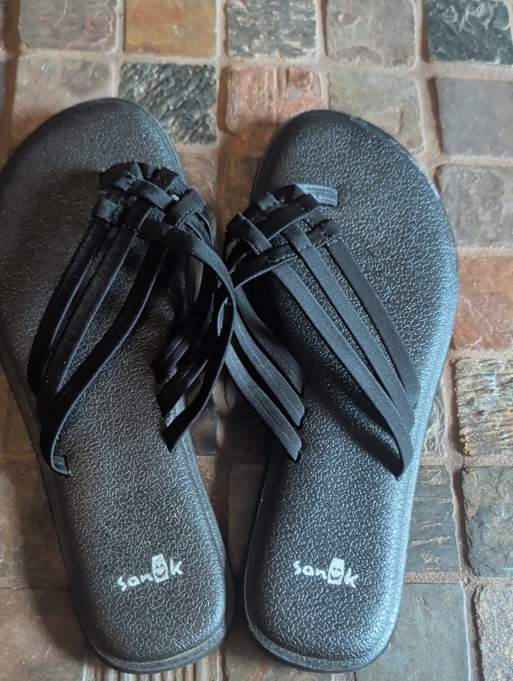 Sanuk Women's Black Fringe Slide Sandals